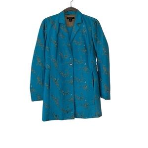 Vintage Karen Kane lifestyle Floral Silk Embroidered Single Button Blazer jacket